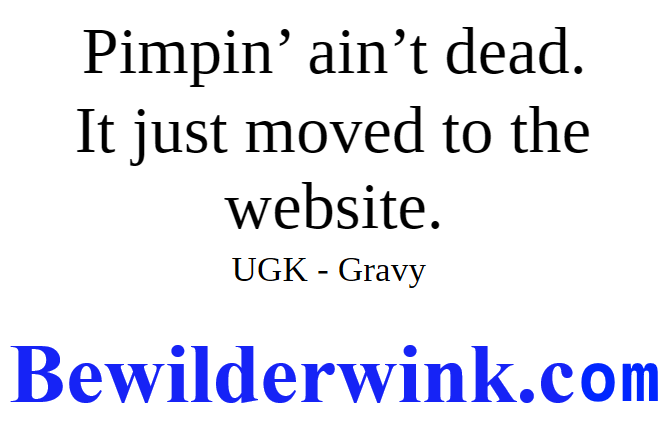 Pimpin' ain't dead.  It just moved to the webite.